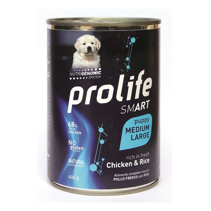 Prolife Puppy Medium/Large Pollo&Riso 400gr Alimento umido per Cani Prolife Puppy Medium/Large Pollo&Riso 400gr Alimento umido per Cani